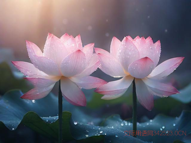 并蒂莲图片花语祝福语，并蒂莲图片唯美意境